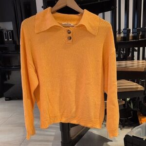 Orange Collared Sweater with Buttons